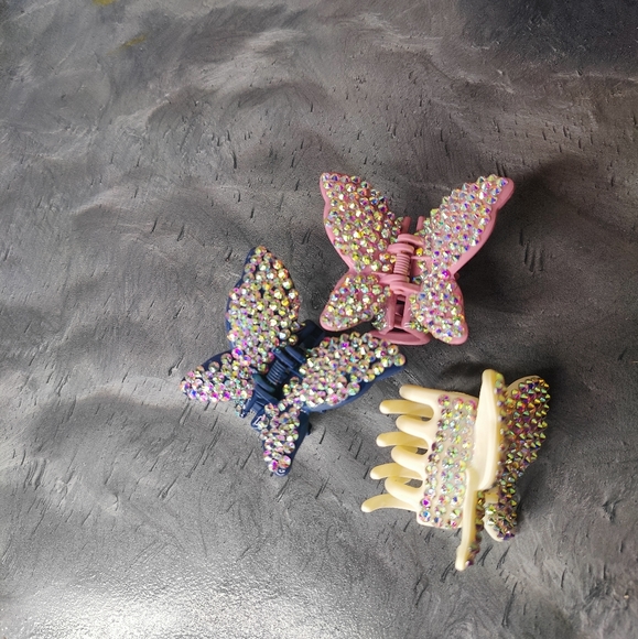2 Iridescent Butterfly Hair Clips - Picture 12 of 16